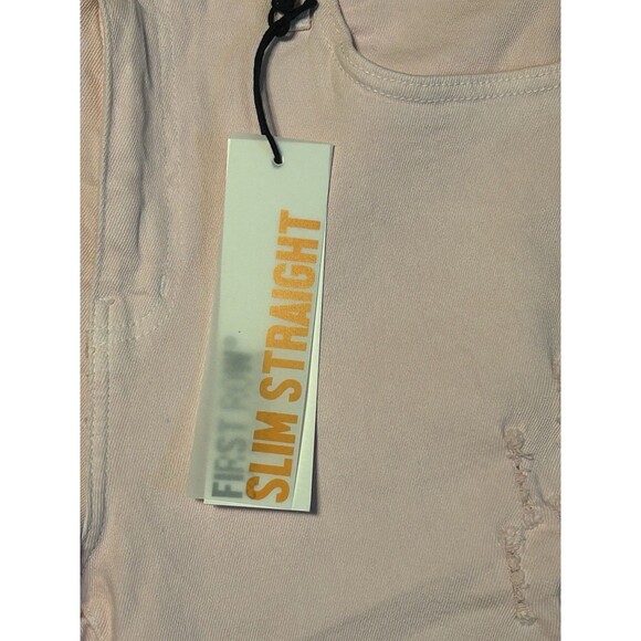 First Row Men’s Slim Straight Jeans 34x32 Pink Distressed USA Flag Pocket NWT - Picture 4 of 9